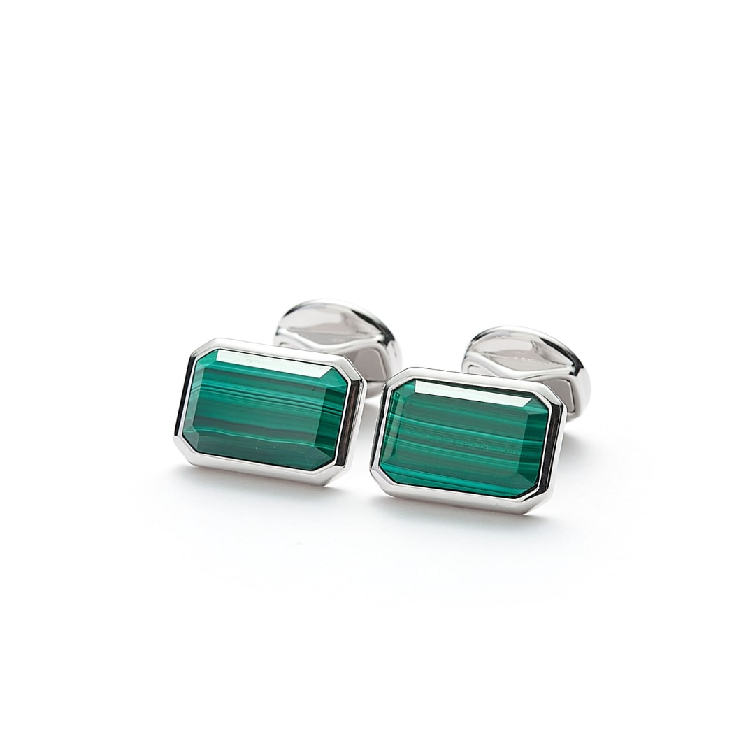 ALEXANDER LYNGGAARD Cufflinks Rectangle Malachite Cufflinks
