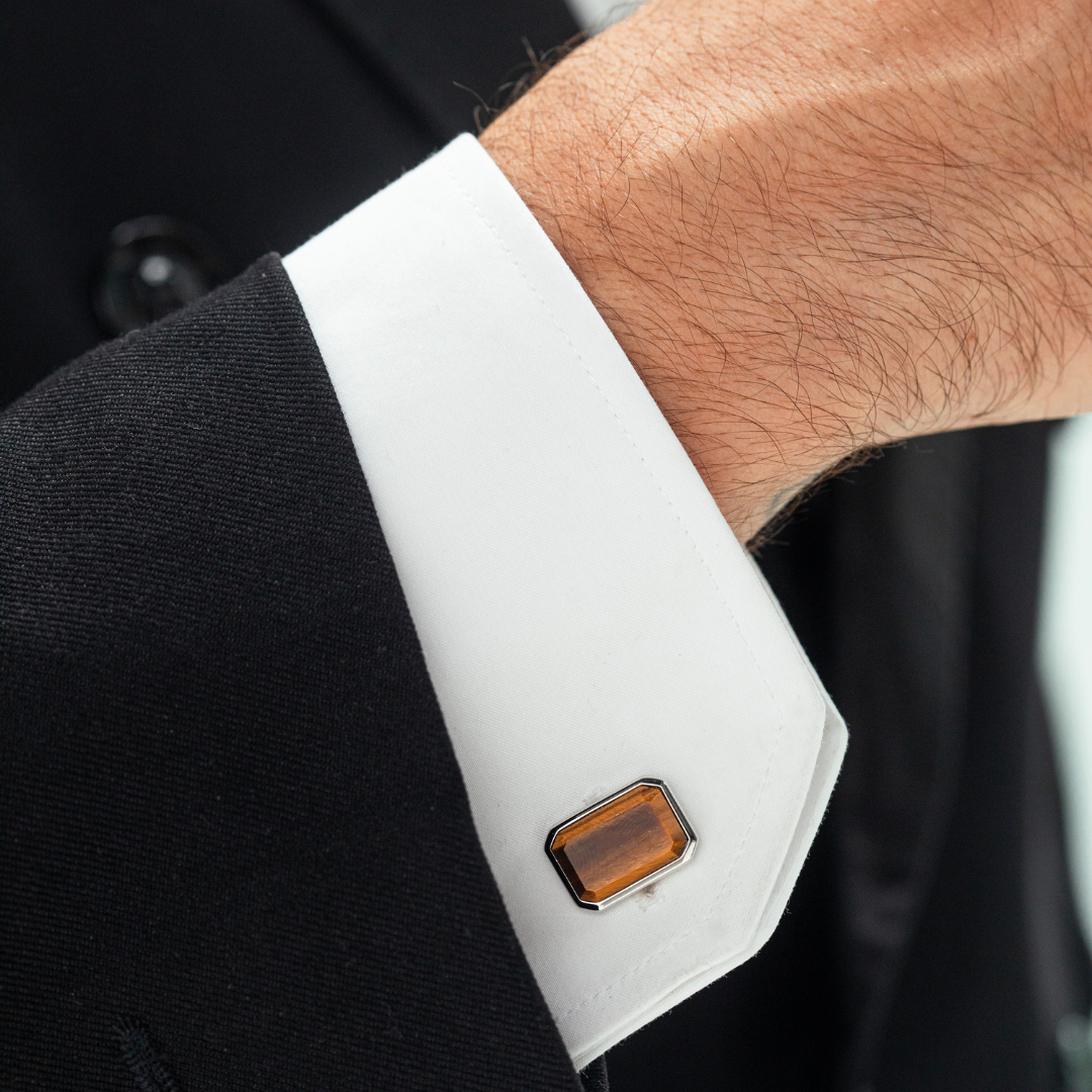 ALEXANDER LYNGGAARD Cufflinks Rectangle Tiger Eye Cufflinks