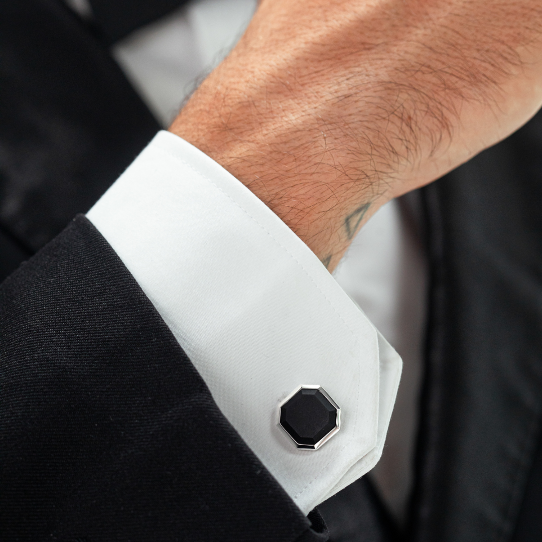 ALEXANDER LYNGGAARD Cufflinks Square Facet Onyx Matte Cufflinks