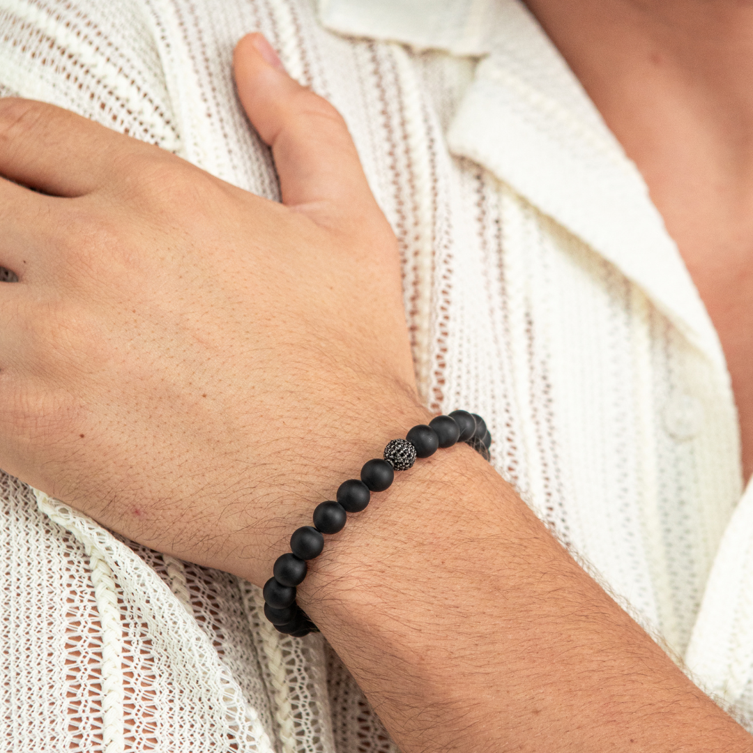 ALEXANDER LYNGGAARD Onyx Matte & Black Diamond Bead 8mm Bracelets