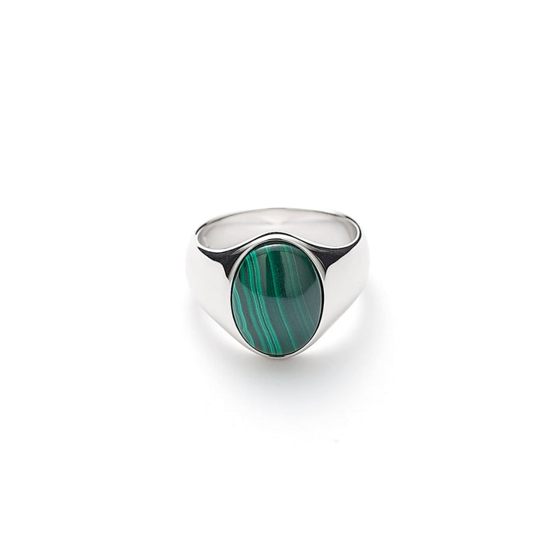 ALEXANDER LYNGGAARD Oval Signet Ring Malachite Rings