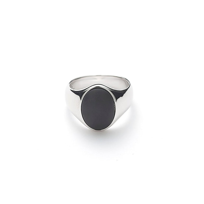 ALEXANDER LYNGGAARD Oval Signet Ring Onyx Matte Rings