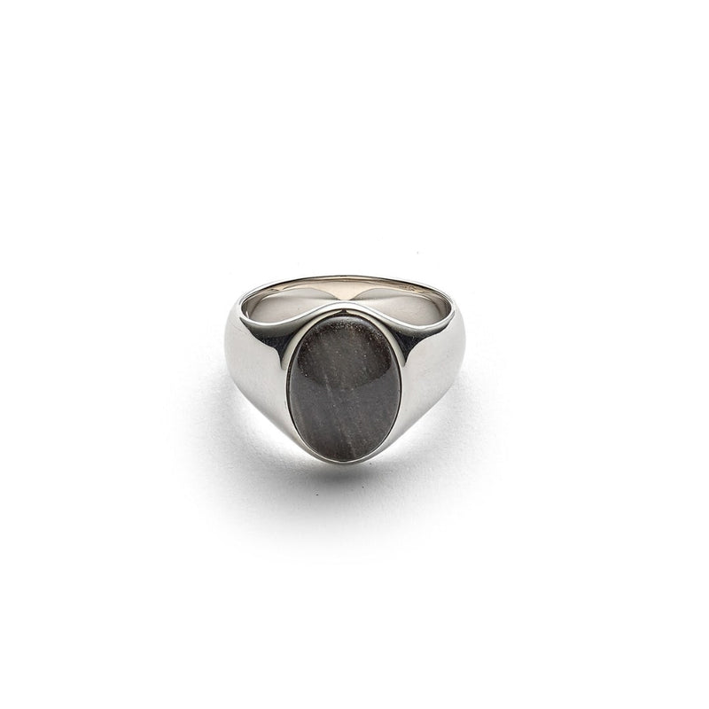 ALEXANDER LYNGGAARD Oval Signet Ring Silver Obsidian Rings