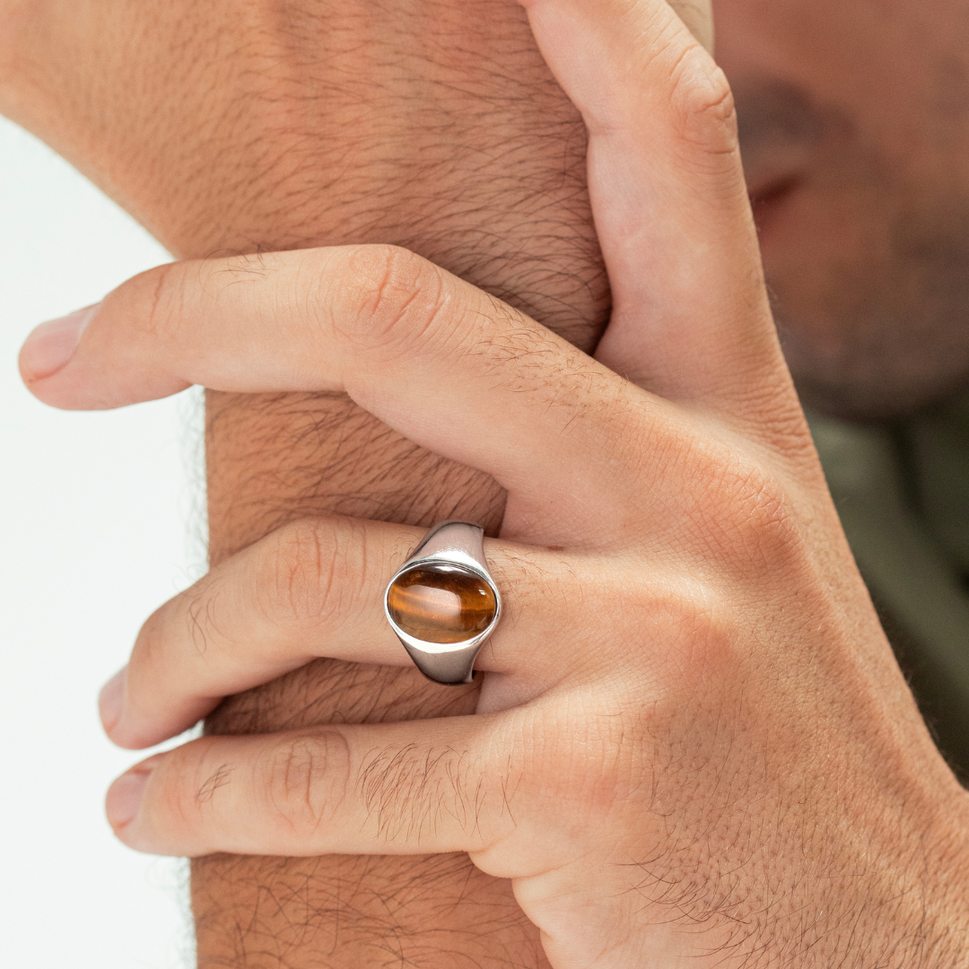 ALEXANDER LYNGGAARD Oval Signet Ring Tiger Eye Rings