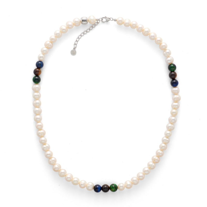 ALEXANDER LYNGGAARD Pearl Necklace with Mixed Tiger Eye 8mm Necklaces