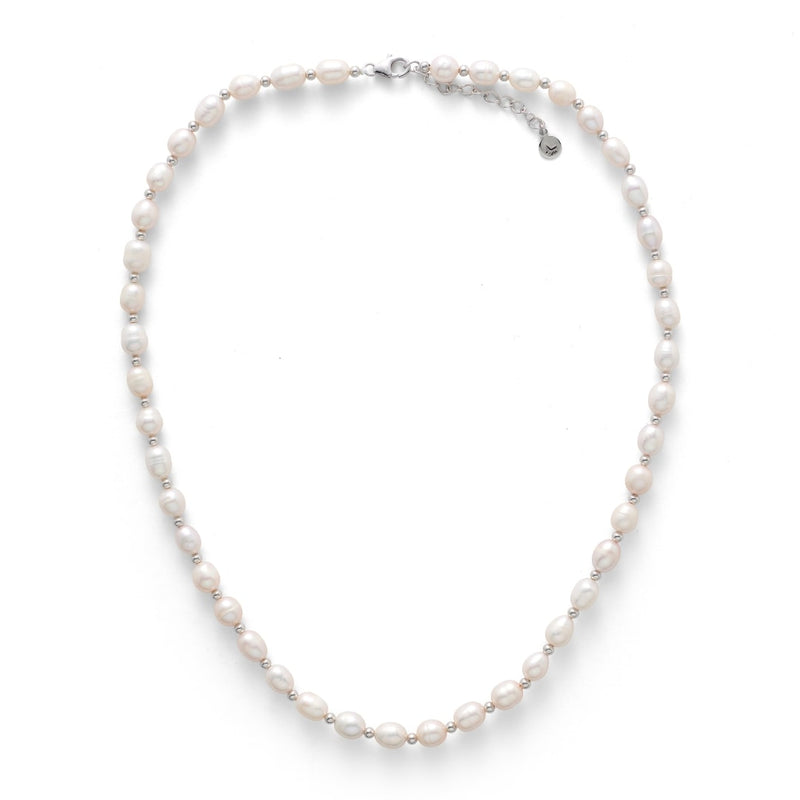 ALEXANDER LYNGGAARD Pearl & Silver Bead Necklace 8mm Necklaces