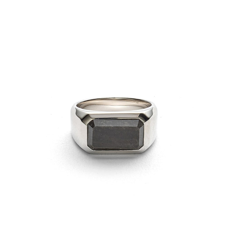ALEXANDER LYNGGAARD Rectangle Signet Ring Silver Obsidian Rings