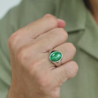 ALEXANDER LYNGGAARD Oval Signet Ring Malachite Rings